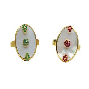 Diseñador 925 Plata de ley Chapado en oro Bajo MOQ Proveedor de joyas Rubí Tsavorita Anillo de nácar - Product Image 1