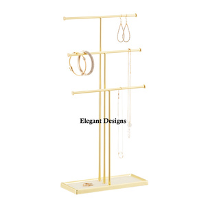 Élégant support de bijoux en métal de couleur abordable en argent design avec base blanche support de fantaisie fait main dernier support de bijoux design - Product Image 3