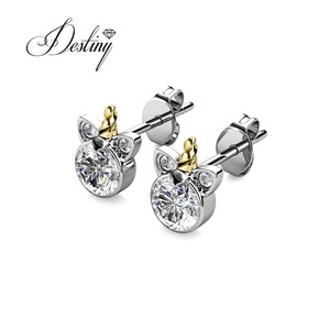 <span class=keywords><strong>Orecchini</strong></span> a Perno con Unicorno Cartoon Carino, Impreziositi con Cristalli <span class=keywords><strong>Swarovski</strong></span>, Gioielli Ipoallergenici Daisini per Bambine - Product Image 4