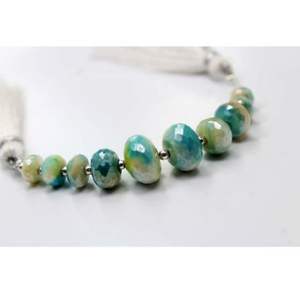 Pulsera facetada hecha a mano de 2,5 pulgadas, cuentas de piedra lunar recubiertas de místico Bio Natural, tamaño de 11x6mm, colores plata blanca, gemas Zubair - Product Image 6