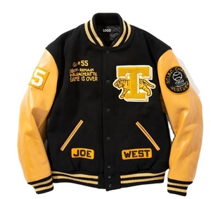 Chaqueta de béisbol de lana cálida Vintage de diseño personalizado para hombres Letterman cuerpo de invierno con cuello levantado y mangas al por mayor - Product Image 5