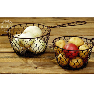 Juego de cesta de malla de alambre rústico con asa, Ideal para almacenamiento de cocina, soporte para frutas y verduras, decoración organizadora Vintage - Product Image 1