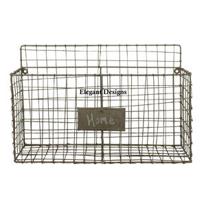 <b>Pink</b> <b>Powder</b> Coated Wall Basket Rectangular Shape Flower Designer Basket Eco Friendly Wholesale Handmade Wall Mounted Basket - Product Image 5