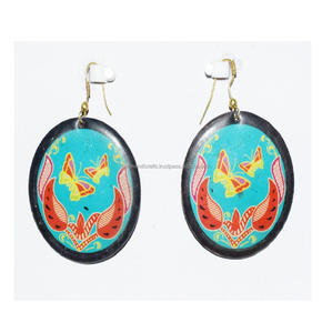 ต่างหูใบปาล์มยาวสีขาวลายตอกแบบชนบทสีสันสดใสขนาดเล็กปี 2024 เครื่องประดับสำหรับผู้หญิงสีชมพู - Product Image 2