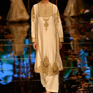 2021 nouveau à la mode Kameez élégant broderie Salwar robe pour les mariages fêtes décorées dentelle paillettes diamants boutons naturel - Product Image 1