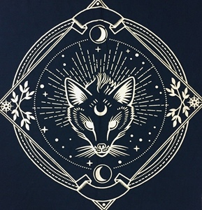 Couverture de table Tissu d'autel Loup Coton 24 Pouces Noir Or Spirituel Merveilleux Alter Tarot Nappe de table par les expéditeurs indiens - Product Image 1