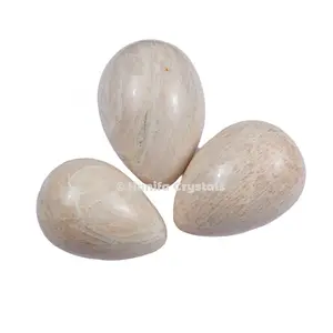 क्रीम के लिए Moonstone रत्न अंडे प्राकृतिक क्रिस्टल पत्थर अंडे फेंगशुई