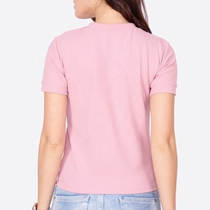 เสื้อยืดคอกลมแขนสั้นสีชมพูสำหรับผู้หญิงรุ่นใหม่ ผ้าฝ้ายเจอร์ซีย์ 100% สวมใส่สบาย สีพื้น ระบายอากาศได้ดี เหมาะสำหรับฤดูใบไม้ผลิและฤดูร้อน - Product Image 4