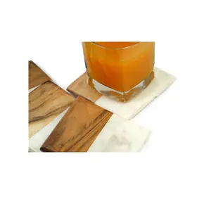 Posavasos redondos de mármol y madera de estilo clásico al por mayor para bebidas para la cocina casera para uso en cerveza - Product Image 1