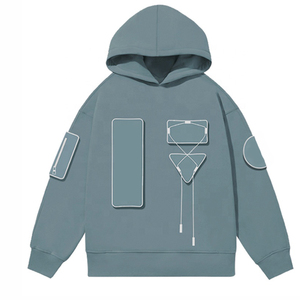 Sudadera con capucha Unisex con logotipo personalizado de alta calidad, estampado de bordado, informal, suelta, Sudadera con capucha de algodón para hombres y mujeres - Product Image 3