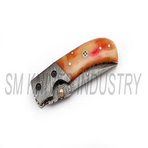 Navaja plegable de Damasco hecha a mano con funda de cuero (smk1231) - Product Image 6