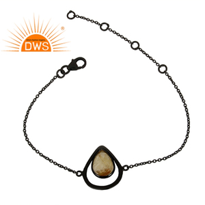 Hermosa Pulsera de Piedras Preciosas de Rutilo Dorado, Pulsera de Diseñador de Plata 925 Chapada en Rodio al por Mayor, Joyería de Colección Clásica - Product Image 1