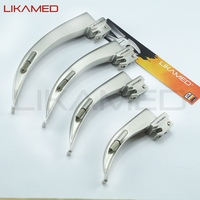 LIKAMED Macintosh Fiber Optic Laryngoscope Set Stainless Steel Laryngoscope with 5 Blades and Manual Battery