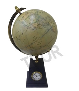 Globe de Table de Style Vintage en 3d, table de Table pour horloge, Bol naturel, Base en bois nautique, décoration pour la maison et le bureau - Product Image 1
