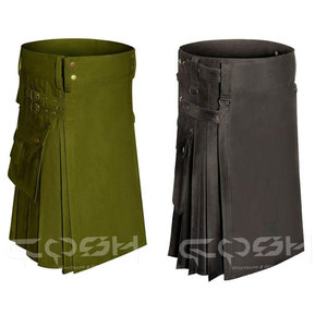 Elegante falda escocesa de algodón híbrida de moda para hombres, cómoda y funcional con correas ajustables y detalles plisados - Product Image 2