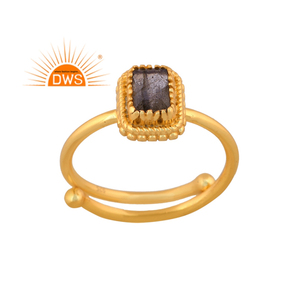 Anillo Apilable de Plata de Ley 925 con Baño de Oro y Labradorita Natural, el Más Vendido del 2026, para Mujer, Fabricante de Joyería - Product Image 1