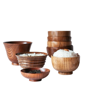 Bol à salade et à fruits rond en bois massif de qualité supérieure taille personnalisée bols de service de nourriture marron élégants pour la cuisine et la salle à manger - Product Image 1