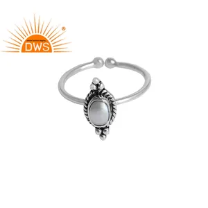 Antique Oxidized 925 Silver Women der Ring Jewelry Indian Pearl Ring Jaipur Gemstone Jewelry Wholesaler