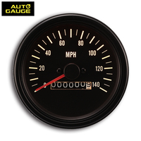 Meilleur compteur de vitesse mécanique vintage universel de 85 mm, 12 V/24 V, cadran noir, avec plage de mesure de 0 à 220 km/h/140 mph