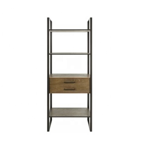 Latest Collection Contemporary Four-<b>Shelf</b> Open Bookcase One <b>Drawer</b> Solid Wooden Books <b>Shelf</b> for Home Office Dining Industrial - Product Image 4