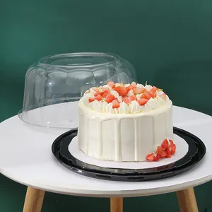 Caja de plástico transparente para embalaje de tartas, contenedor pequeño de plástico transparente con forma de rebanada redonda para cumpleaños, venta al por mayor