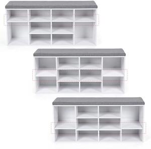 <span class=keywords><strong>VASAGLE</strong></span> Meuble de rangement d'entrée blanc à 10 compartiments, étagère à chaussures, <span class=keywords><strong>banc</strong></span> à chaussures avec coussin - Product Image 6