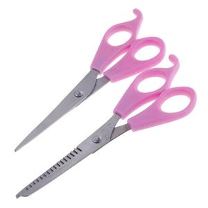 Ensemble de 2 ciseaux amincissants à manche en plastique pour couper les cheveux Ciseaux de coiffeur à lame en acier approuvés CE pour une utilisation en salon Rasoir pour le visage - Product Image 3