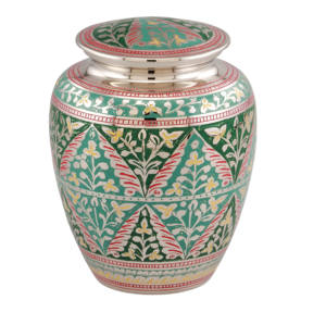 Urnes funéraires pour adultes en laiton de haute qualité et belle conception multicolore avec urnes funéraires en métal fini vert pour Ashe humain - Product Image 1