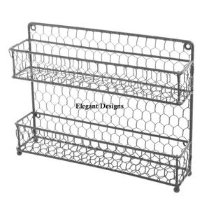 Panier mural décoratif en forme de rectangle classique, élégant, de luxe, fait à la main, en métal, suspendu au mur - Product Image 6