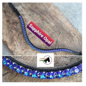 Bandeau de bride pour cheval en cuir indien professionnel avec pierre d'opale saphir de 8 mm, fermeture à crochets et boucles, équipement de course - Product Image 2