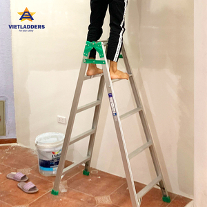 VIETLADDERS Industrial <b>Foldable</b> Aluminum Ladder 4 <b>Steps</b> 6FT Extended Height Manual Lock 150kg Capacity Hotel Use - Product Image 3