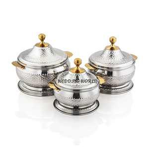 Casserole à double paroi en acier inoxydable Poli à la main en forme de rond Ustensiles de cuisine Chauffe-plats en métal - Product Image 3