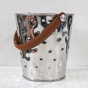 Seaux à glace et refroidisseurs à vin en acier inoxydable recouverts de cuir PU de luxe faits à la main et respectueux de l'environnement 9 "de haut x 7" de diamètre - Product Image 5