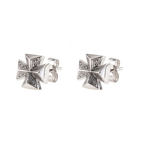 Boucles d'oreilles en argent sterling 925 au design personnalisé, petites boucles d'oreilles à clous simples, boucles d'oreilles à clous en forme de croix, bijoux pour femmes et hommes, bijoux unisexes - Product Image 3