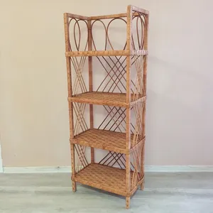 Handmade 3 Tier Rattan Wall Shelf Storage Rack/<b>book</b> Shelves Home Decor/furniture Wall Shelves for Living Room - Product Image 1