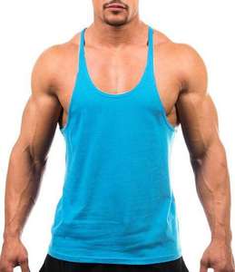 Débardeur de fitness personnalisé pour hommes, broderie de singulet de sport uni en coton grande taille, design sans manches décontracté pour la musculation en salle de sport - Product Image 2