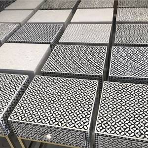 Tabouret Offre Spéciale en MDF avec incrustation d'os Vente en gros Incrustation d'os Tabouret cubique moderne de bonne qualité pour salon pour chambre à coucher - Product Image 3