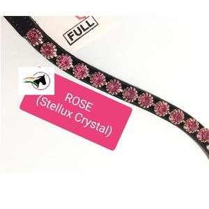 Bande de sourcils équestre de luxe Rider Choice avec cristaux Stellux de 8mm Matériau en cuir Boucle de bande collante ouverte à l'arrière pour chevaux de course - Product Image 3