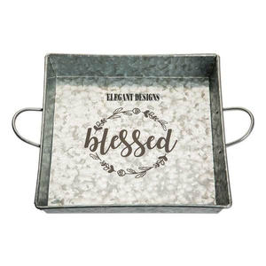 Indio antiguo galvanizado bandeja Rectangular de corte de forma diseñado estilo de moda de Metal galvanizado bandeja - Product Image 2