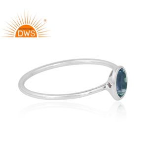 Anillo apilable de piedras preciosas de Topacio Azul de Londres Natural de plata de ley fina para fabricante de joyas de mujer - Product Image 3
