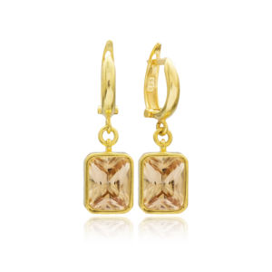 Boucles d'oreilles en forme de Rectangle en Citrine, bijoux faits à la main en argent Sterling 925, vente en gros - Product Image 1