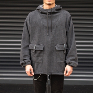 Sudadera con Capucha Extra Grande 100% Algodón Tejido 2023 para Hombre, Estilo Denim Antracita con Detalle de Bolsillo, Estilo Urbano Informal Ecológico, Mejor Precio - Product Image 4