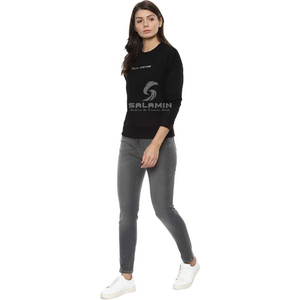 Custom LOGO New Hoodie <b>Women's</b> Autumn Long Sleeve <b>Black</b> Sweatshirt Jacket Solid Color Sweatshirt - Product Image 2