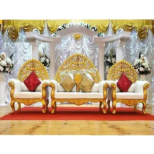 南印度婚礼孔雀沙发套装最佳婚宴舞台沙发套装菲吉金孔雀雕刻婚礼家具