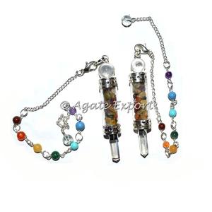 3pcs Bouteille Chips Pendule Feng Shui Love Style Agate sculptée à la main Pierre naturelle Gravure Chip Carving Technique Chaîne incluse - Product Image 1