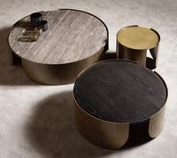 En acier inoxydable de luxe rond en marbre table basse design ensemble
