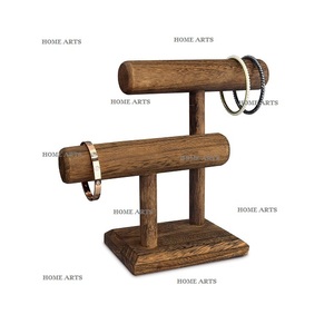 Présentoir de bijoux en bois fait à la main à 2 niveaux, taille et forme personnalisées, pour le rangement des bijoux - Product Image 1