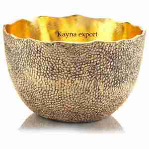 Handcrafted Aluminum Metal Texture Design Gold Color Modern Luxury <b>Disposable</b> Decorative Bowls for Wedding Event Birthday Party - Product Image 1