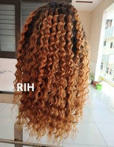 Resalte la cutícula cruda alineada sin procesar Ombre pelucas rizadas profundas de longitud larga suave y sedoso 13x4 encaje humano malasio cabello suave - Product Image 4
