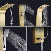 Colonne de douche murale en acier inoxydable 304 nickel doré brossé avec jets cascade spa et fonction douche intelligente